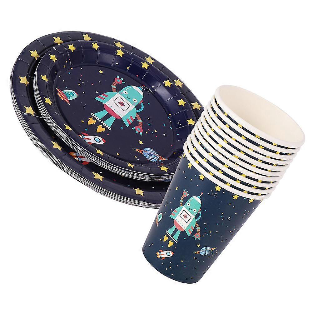 20 Pcs Round Cartoon Party Including Paper And Cups Suitable For Families