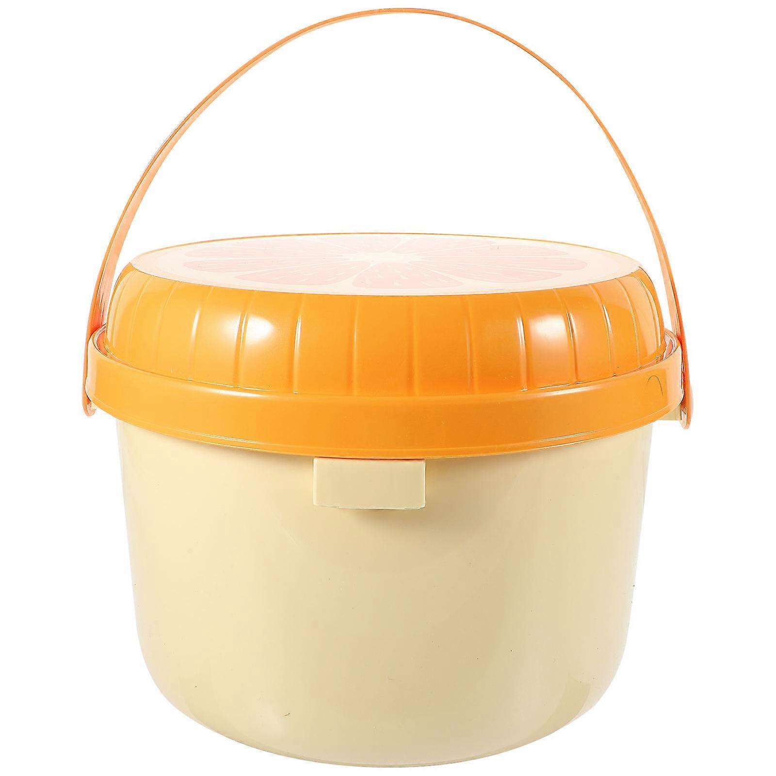 Creative Storage Basket for Kitchen Use Portable Organizer with Handle Orange PP Material 1 Piece