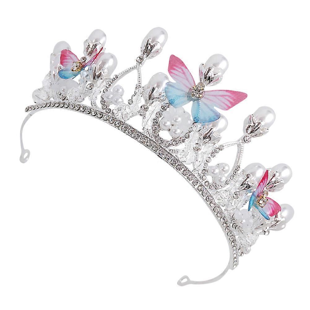 Chic Crown Headband for Girls with Rhinestones and Alloy Material Silver Color Fits Many Occasions 1pc