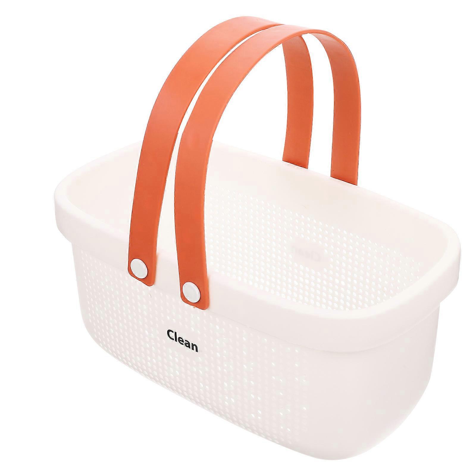 White Portable Shower Basket for Storage with Handle Lightweight Durable Design 11.8 x 9.8 x 5.5 inches