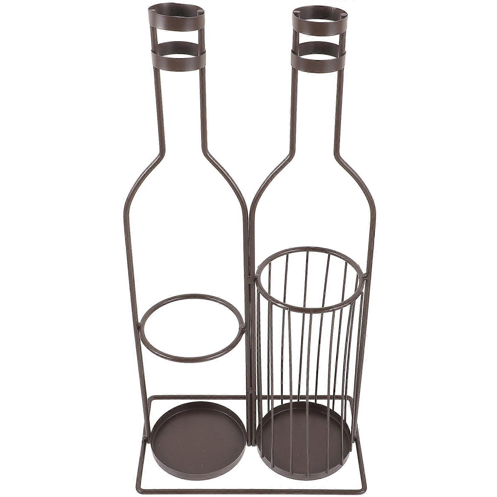 Metal Wine Rack Holder For Homeowners And Owners With Coffee Color Simple And Modern Design For Cork Storage 1Set