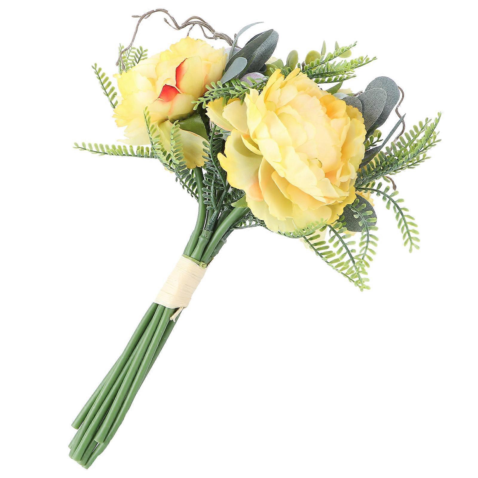 Romantic Wedding Bouquet Made of Premium Plastic Yellow Flowers for Home Decoration 1pc