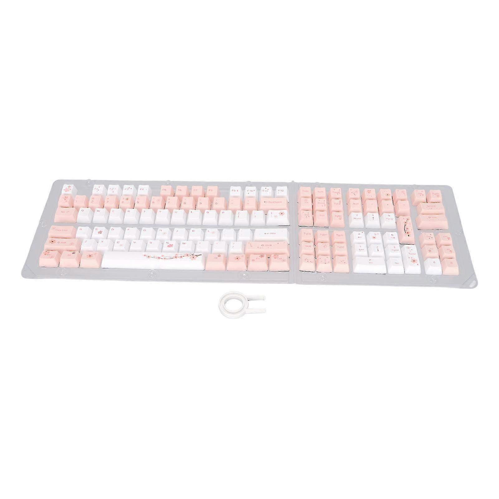 Cherry Blossom Keyboard Keycaps - 123 PBT Material OEM Height Computer Accessories for Mechanical Keyboards