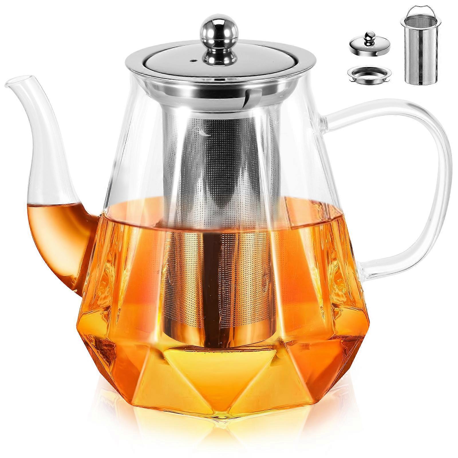 High-Temperature Resistant Diamond Glass Filter Teapot - 1200ml