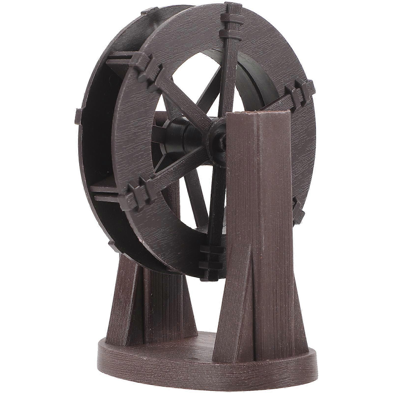 Light Brown Plastic Running Water Wheel Decor for DIY Miniature Craft Scene Layout 4.5x5.5 Inches
