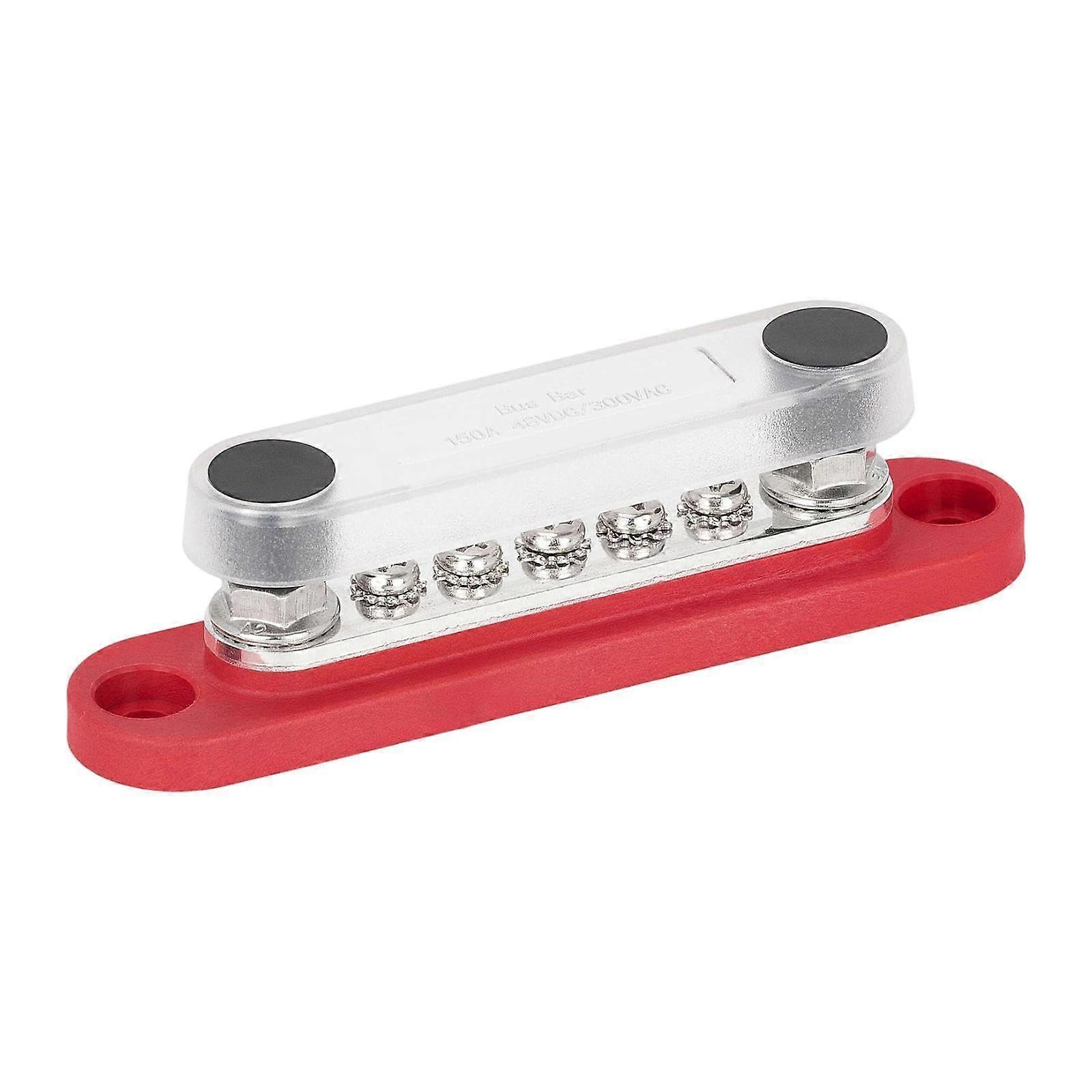 150A Power Distribution Block For 48V Copper Busbar, 5 x M4 Terminals, Red, 1 Piece, For Yachts And Motorcycles