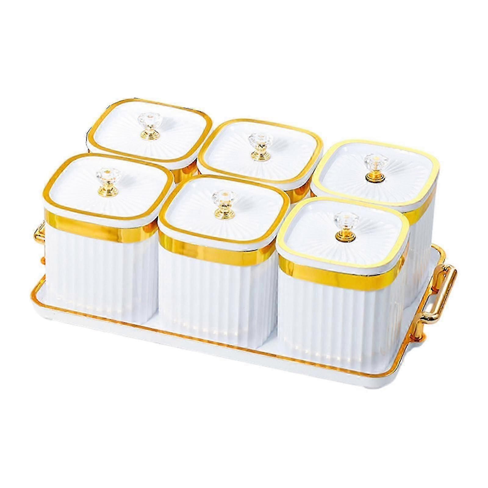 Divided Serving Tray with Condiment Jars - Wedding Party Platter for Snacks, Dried Fruits, Nuts & Candy Storage