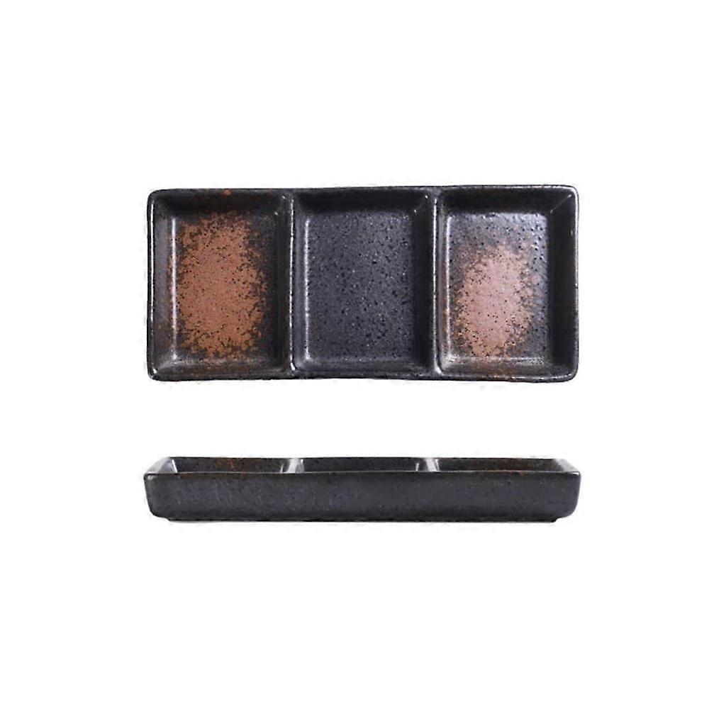 Ceramic Sauce Bowls with Three Compartments, Reusable Dip and Snack Plates, Appetizer Serving Dish, Food Storage Container