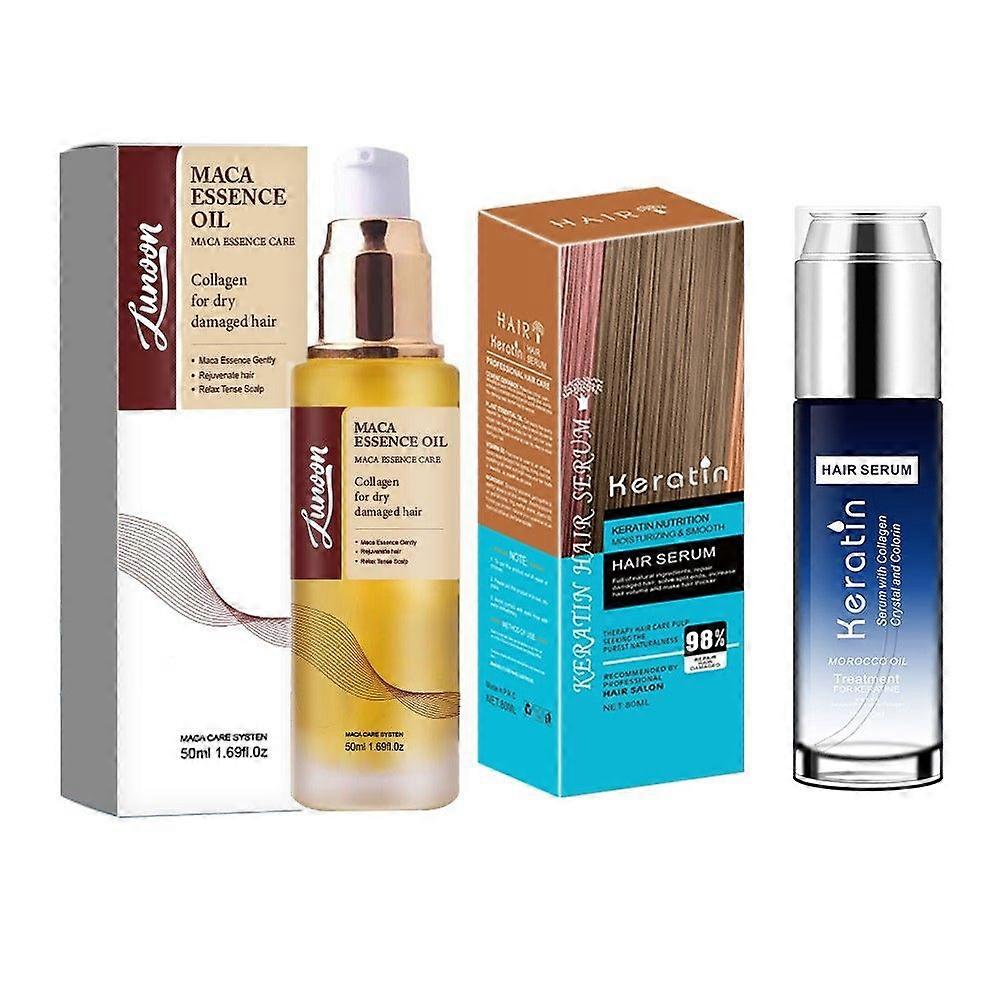 unbrand Huile capillaire à la kératine + collagène et huile d’argan pour les cheveux protection cont