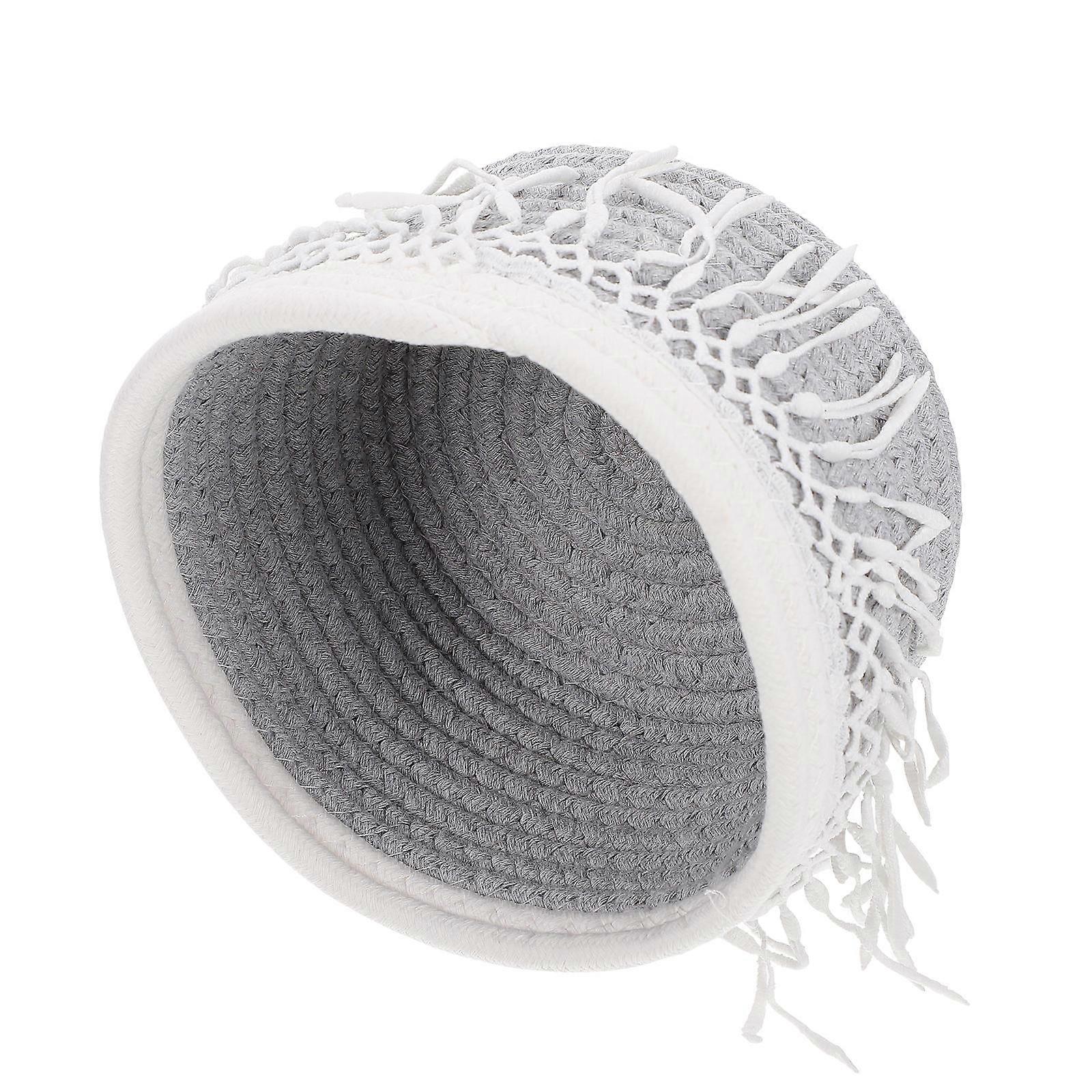 Bohemian Style Storage Basket Crafted From Cotton Rope Ideal For Organizing Your Home Space Grey Color 1Pack
