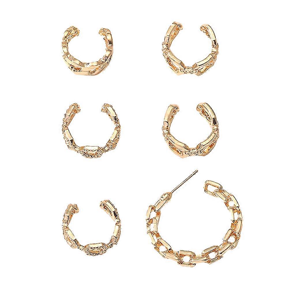 Here's a refined and engaging product description for your **6pcs Punk Style Alloy Earrings Creative Chunky Chain Ear Studs**:
**6pcs Punk Style