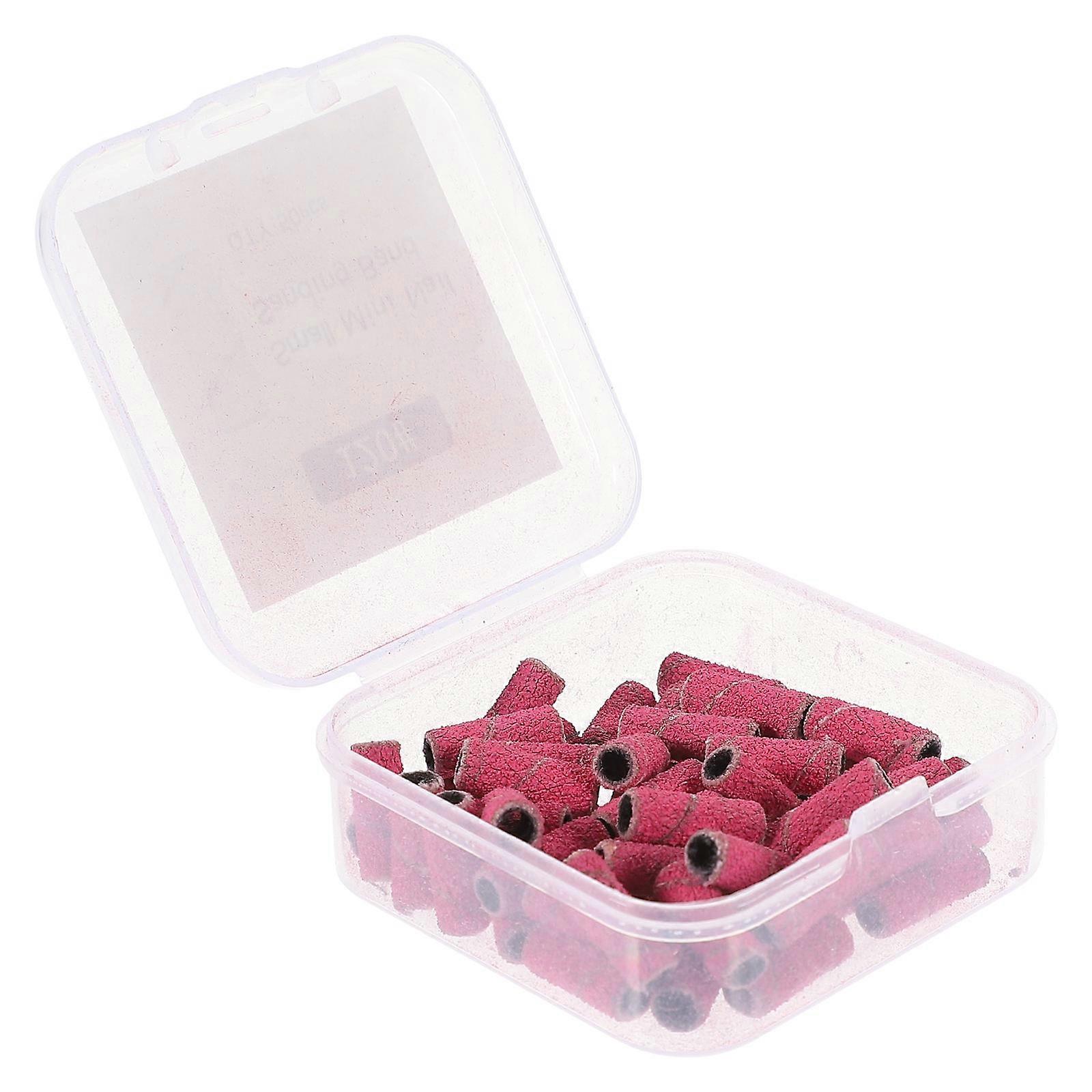 Pink Nail Sanding Bands Set with 50 Pieces for Nail Drill Bits and Salon Use Made of Tungsten Steel