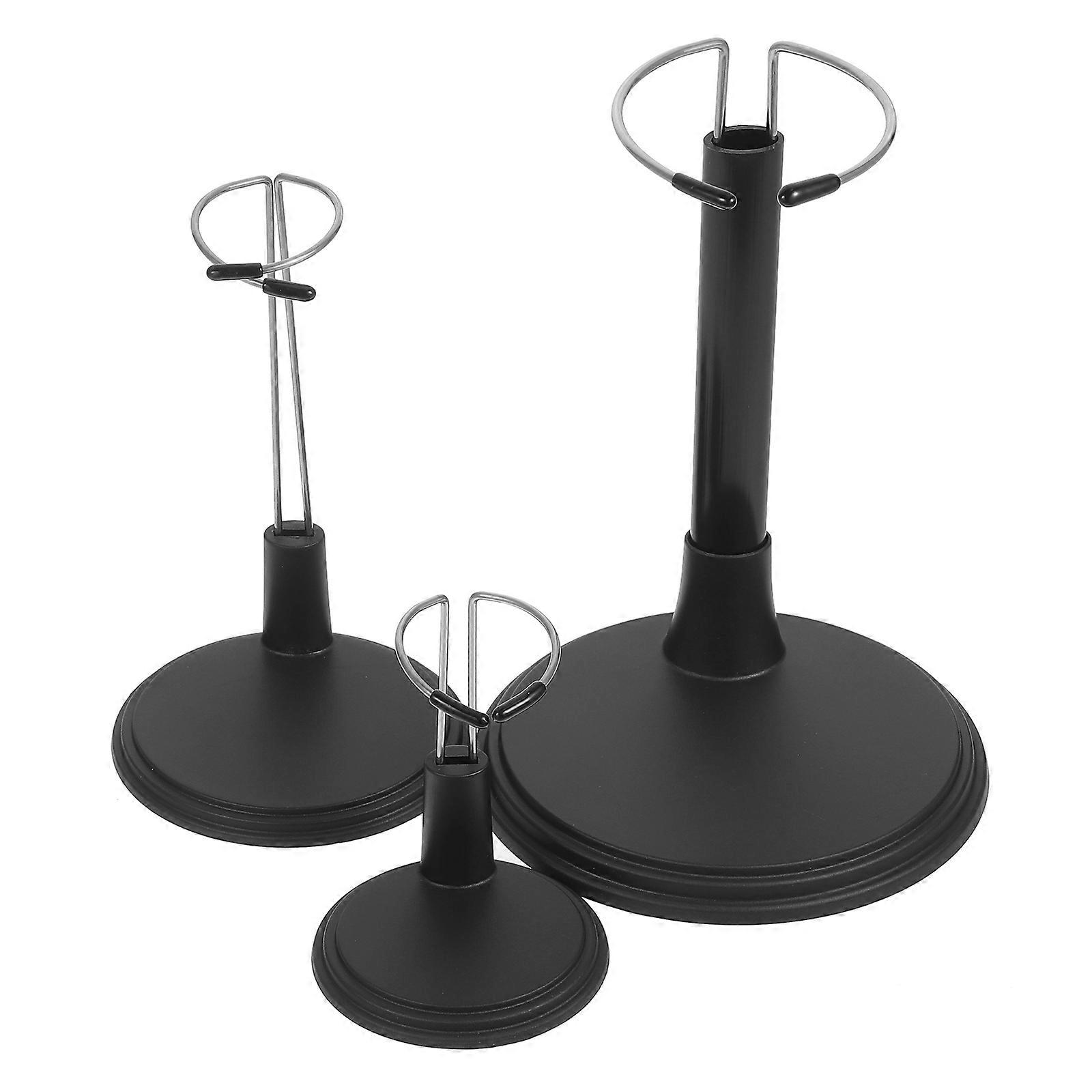 Adjustable Doll Support Brackets Doll Stand For Collectors And Hobbyists In Black With Simple Design 3Set