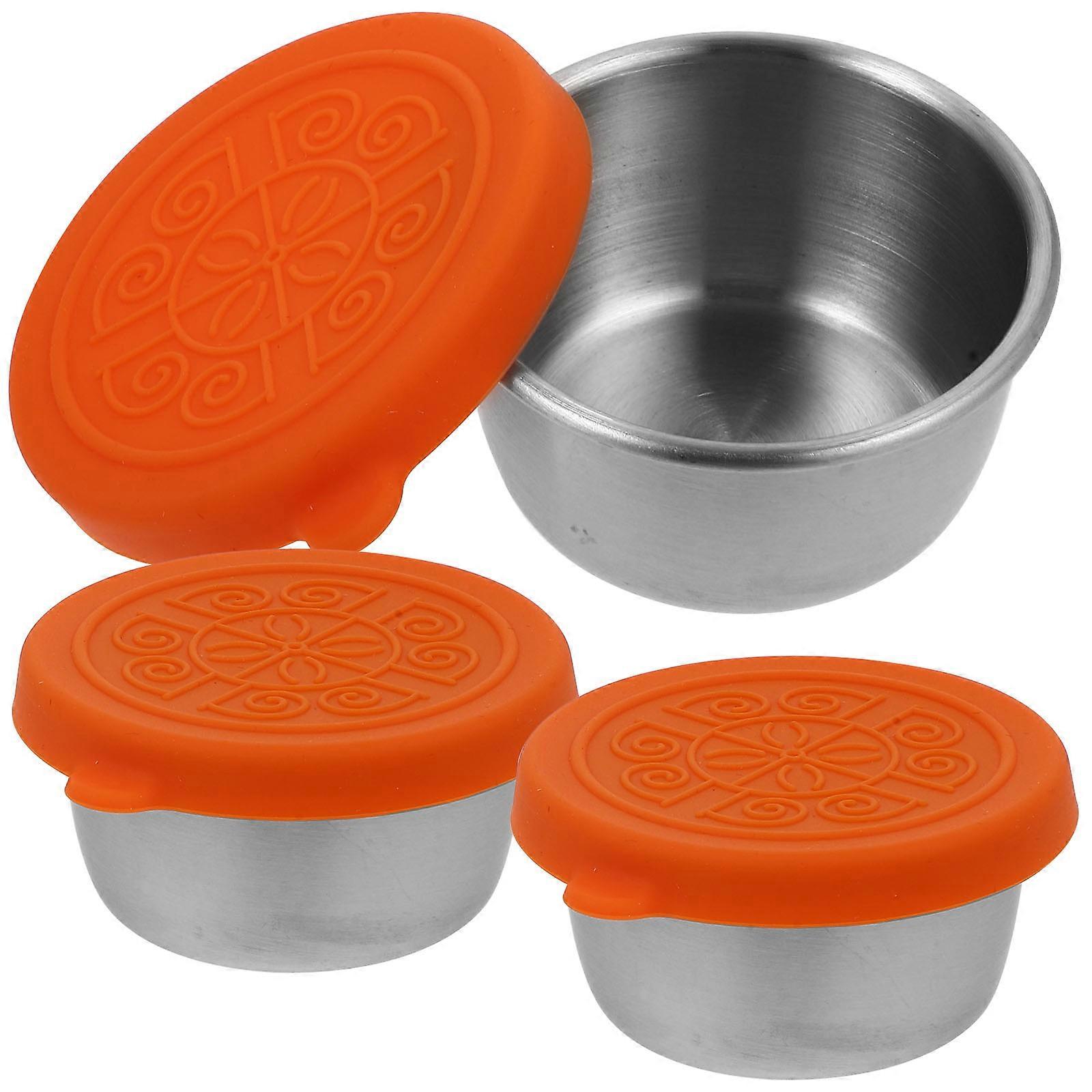3pcs Household Sauce Storage Cups Lid Design Sauce Cups Multifunction Seasoning Cups