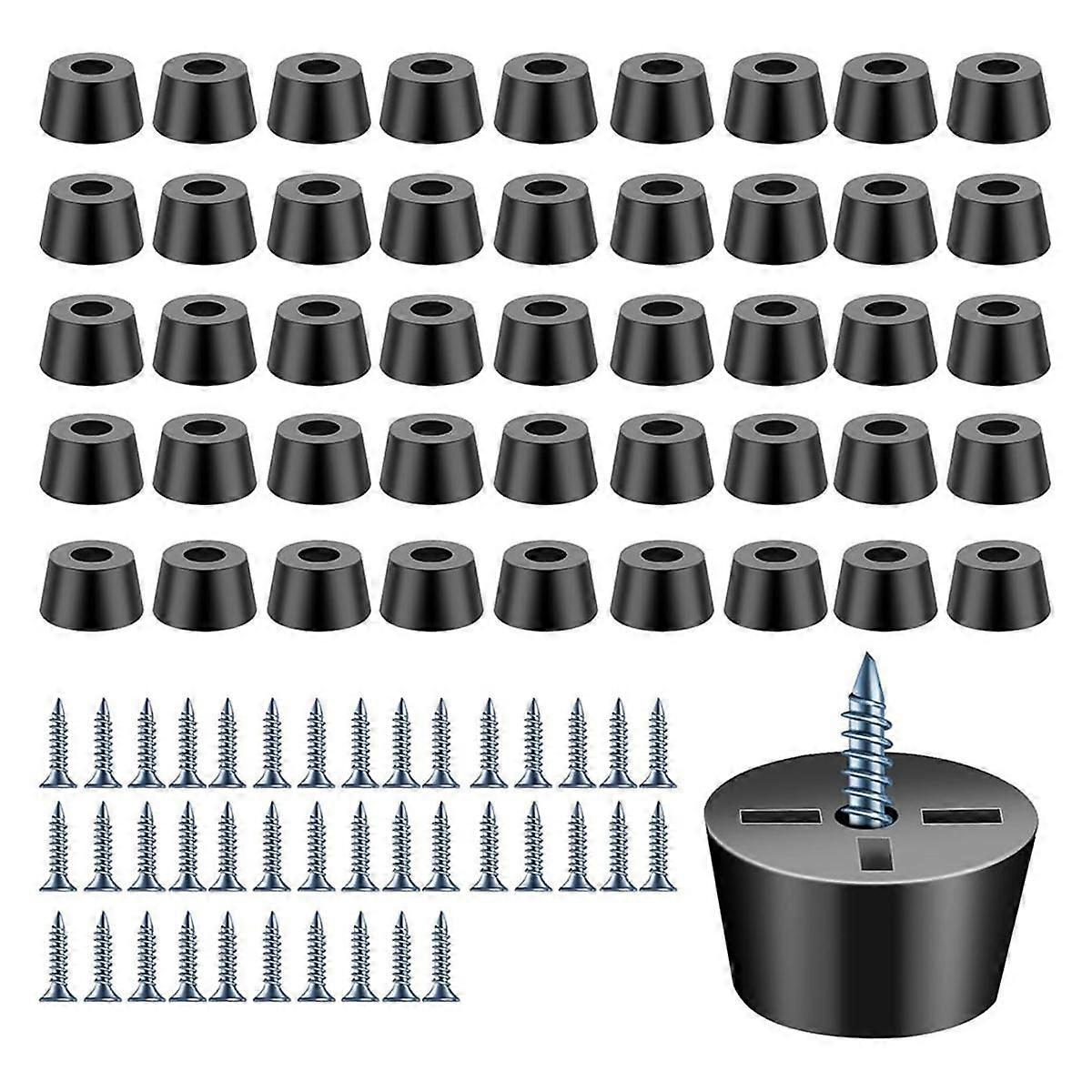 40 pcs pés de placa de corte de borracha com parafuso de aço inoxidável 304, 0,59 x 0,31 polegadas pés de placa de corte não para móveis