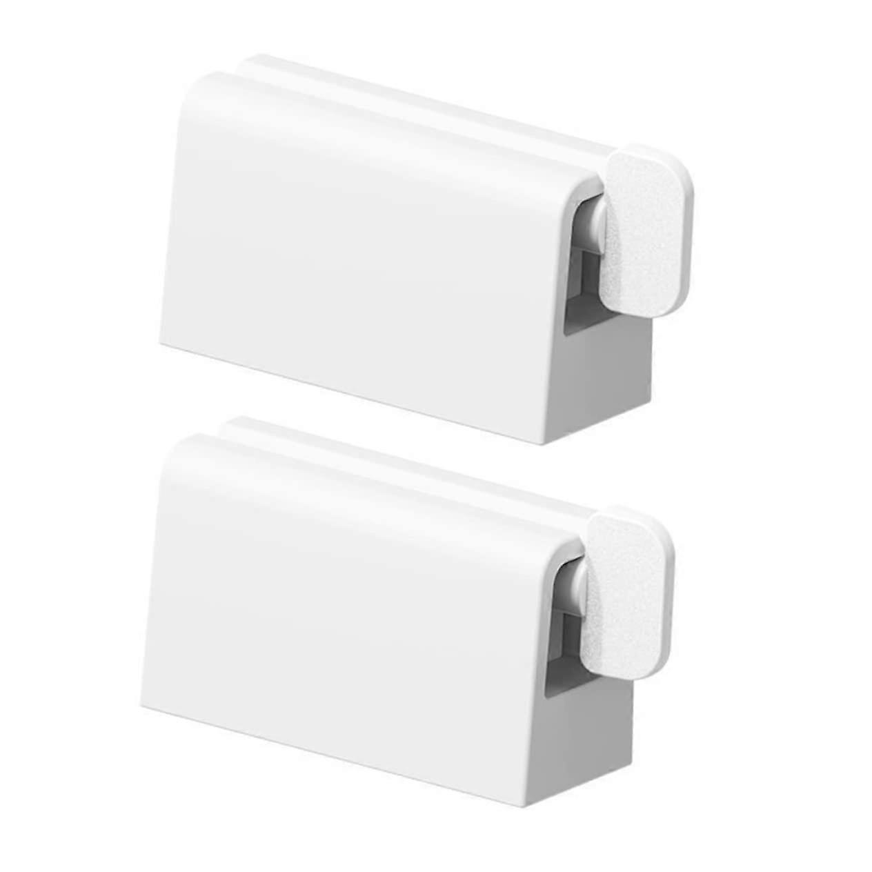 2 Pieces Automatic Toothpaste Dispenser for Adults - Easy to Clean Space-Saving White Plastic Bathroom Organizer