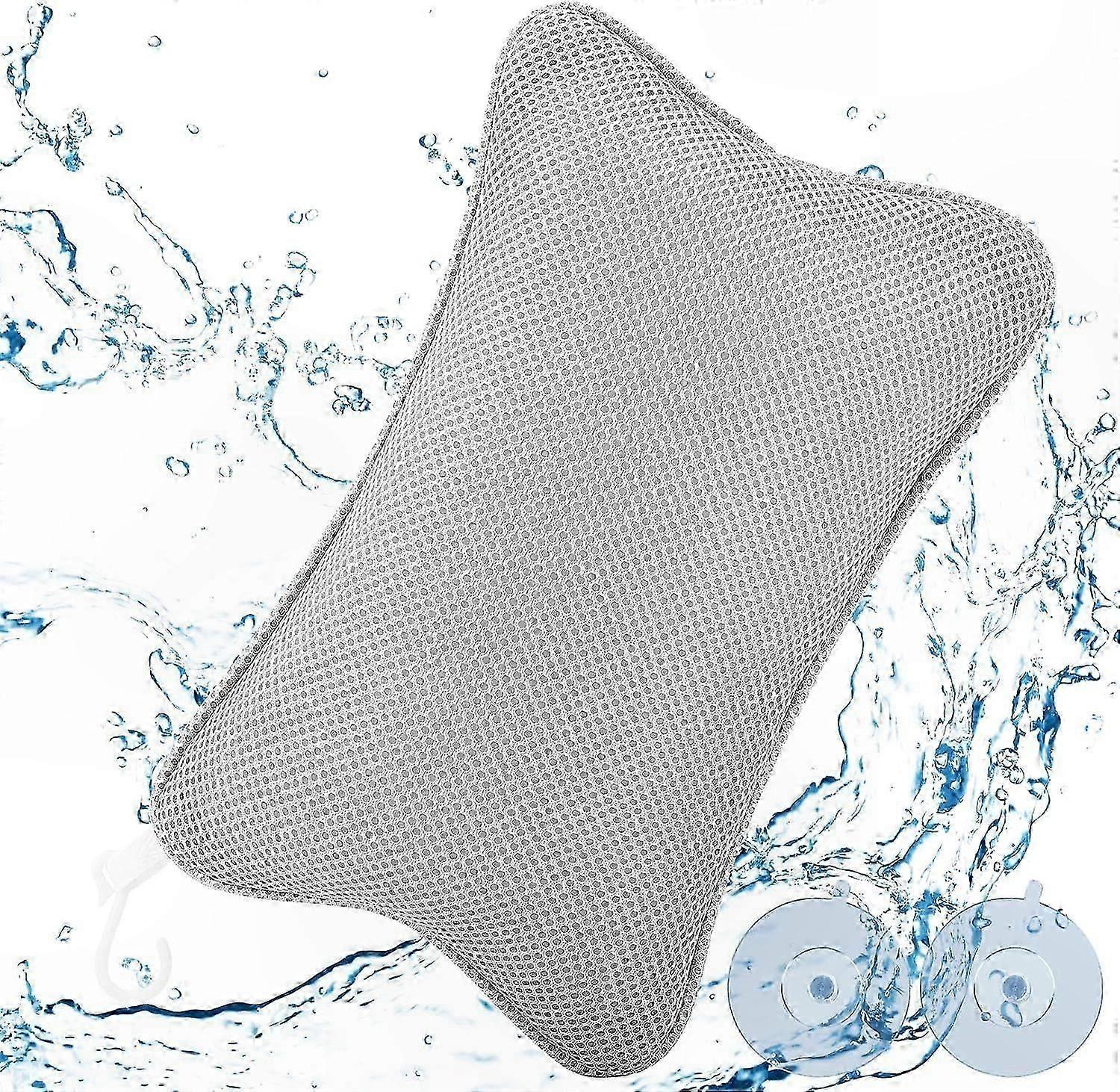 Non-Slip Bath Cushion with Suction Cups, Head and Neck Support, Comfortable Design for Relaxing Baths
