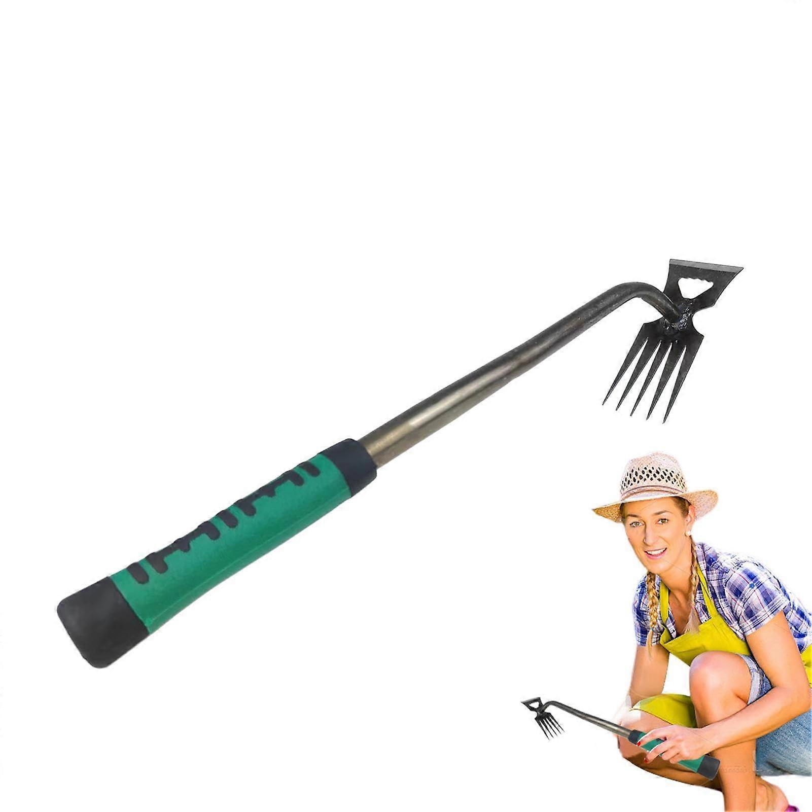 Hand Weeder Tool - 5 Teeth Manual Weeder Puller, Portable Metal Garden Weed Removal Tool for Easy Weeding