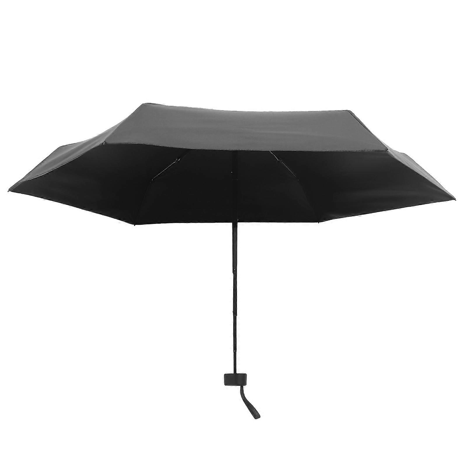 Folding Rain Umbrella 5Pcs Portable Summer Sun Protection Ideal For Women Lightweight Black Color