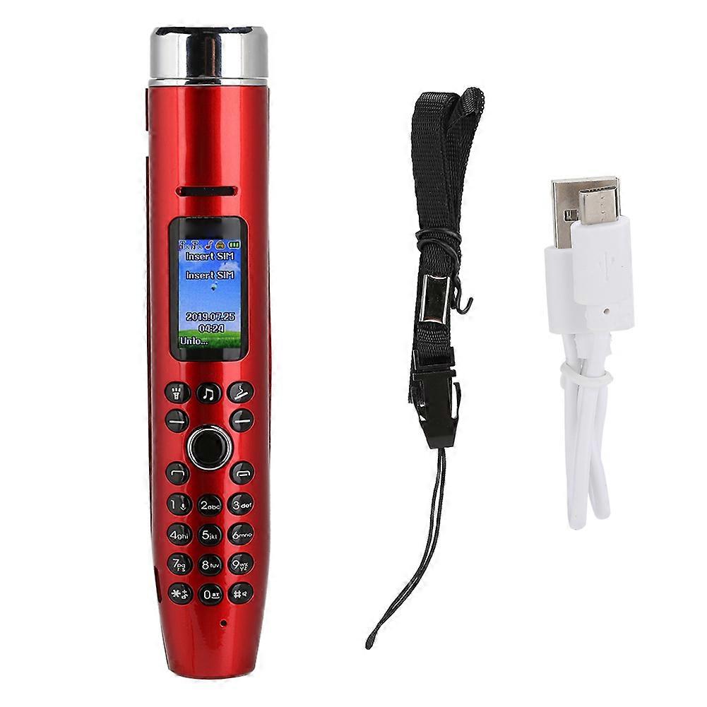 AK009 Red Multi-Function Pen Phone: Dual SIM, Flashlight, Lighter, 32GB Expandable