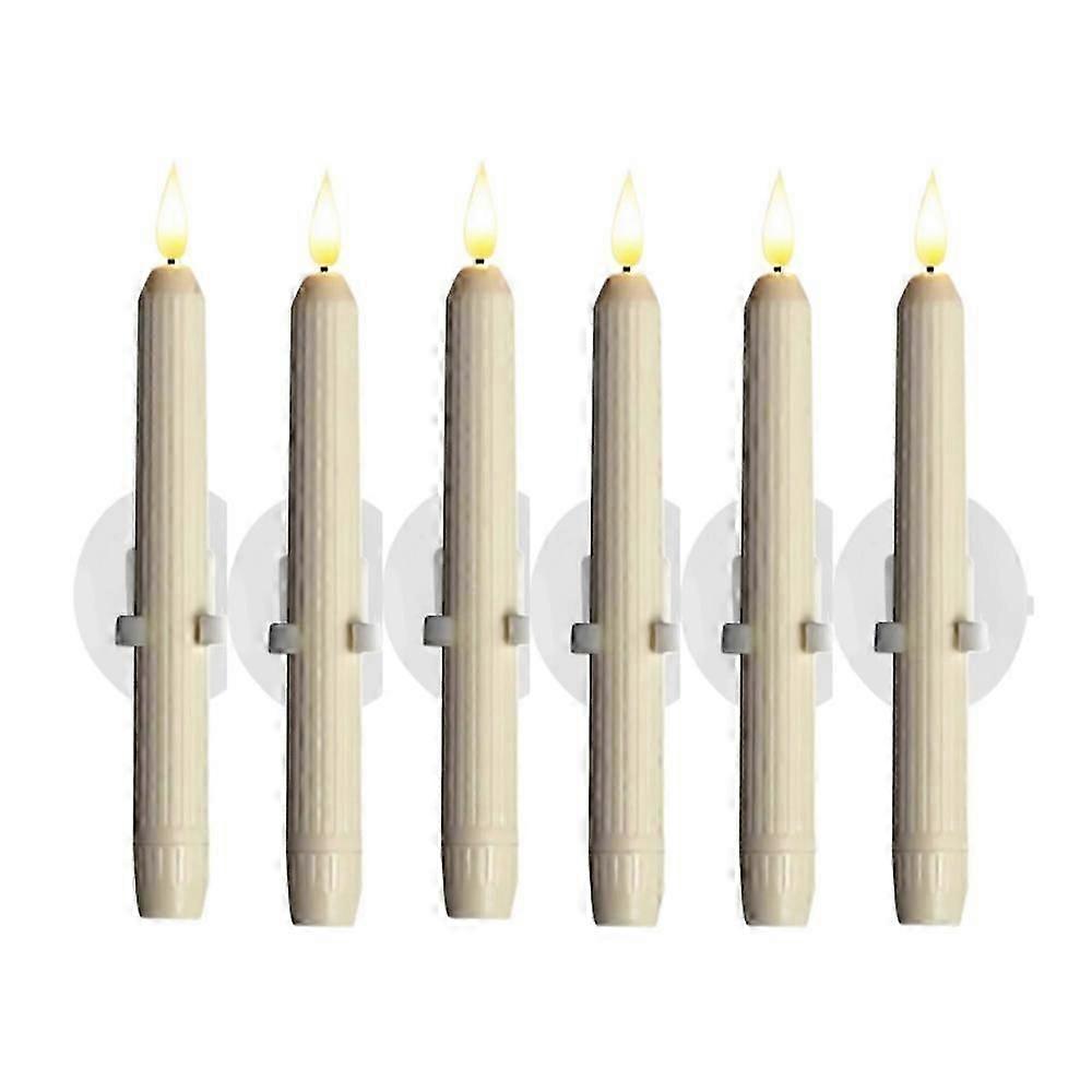 Cordless 6/12PCS Window Flameless LED Taper Candles with Sensor Dusk to Dawn Timer
