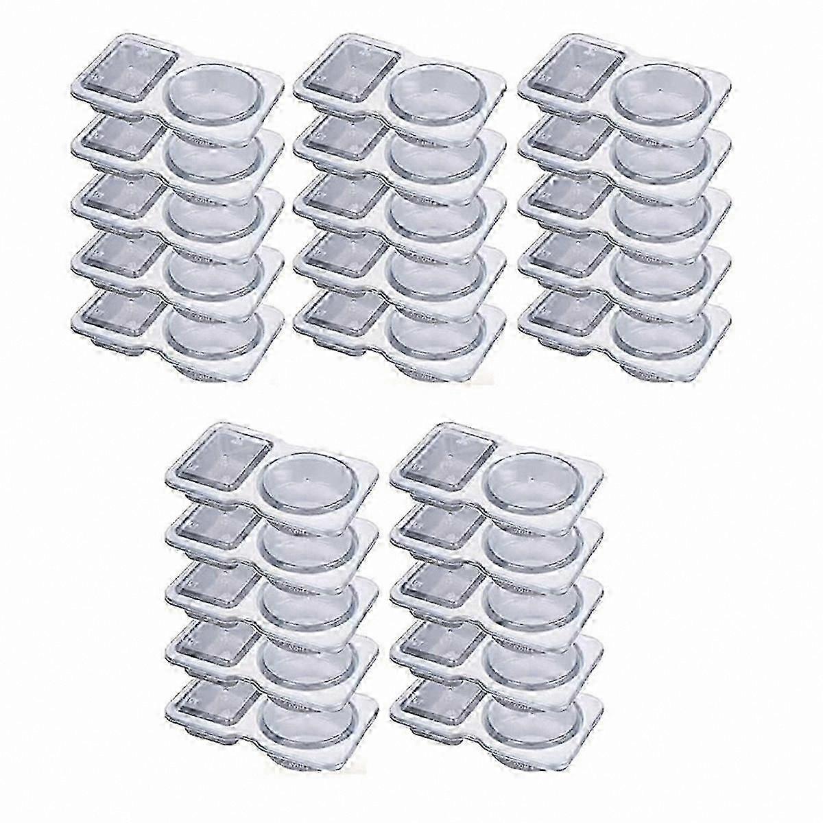 2 Compartment Reusable Sauce Containers with Lids, 3 Oz Condiment Cups, 35 Pack