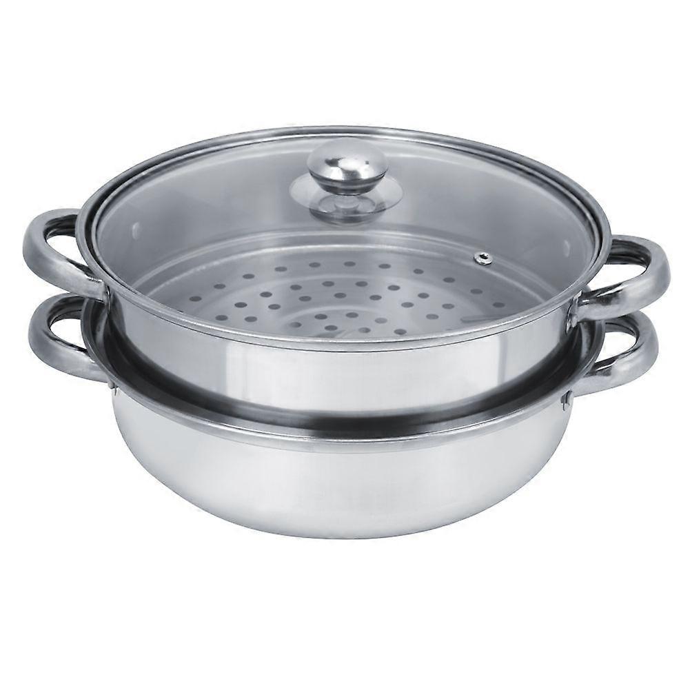 Double-layer stainless steel pot with four handles for steaming