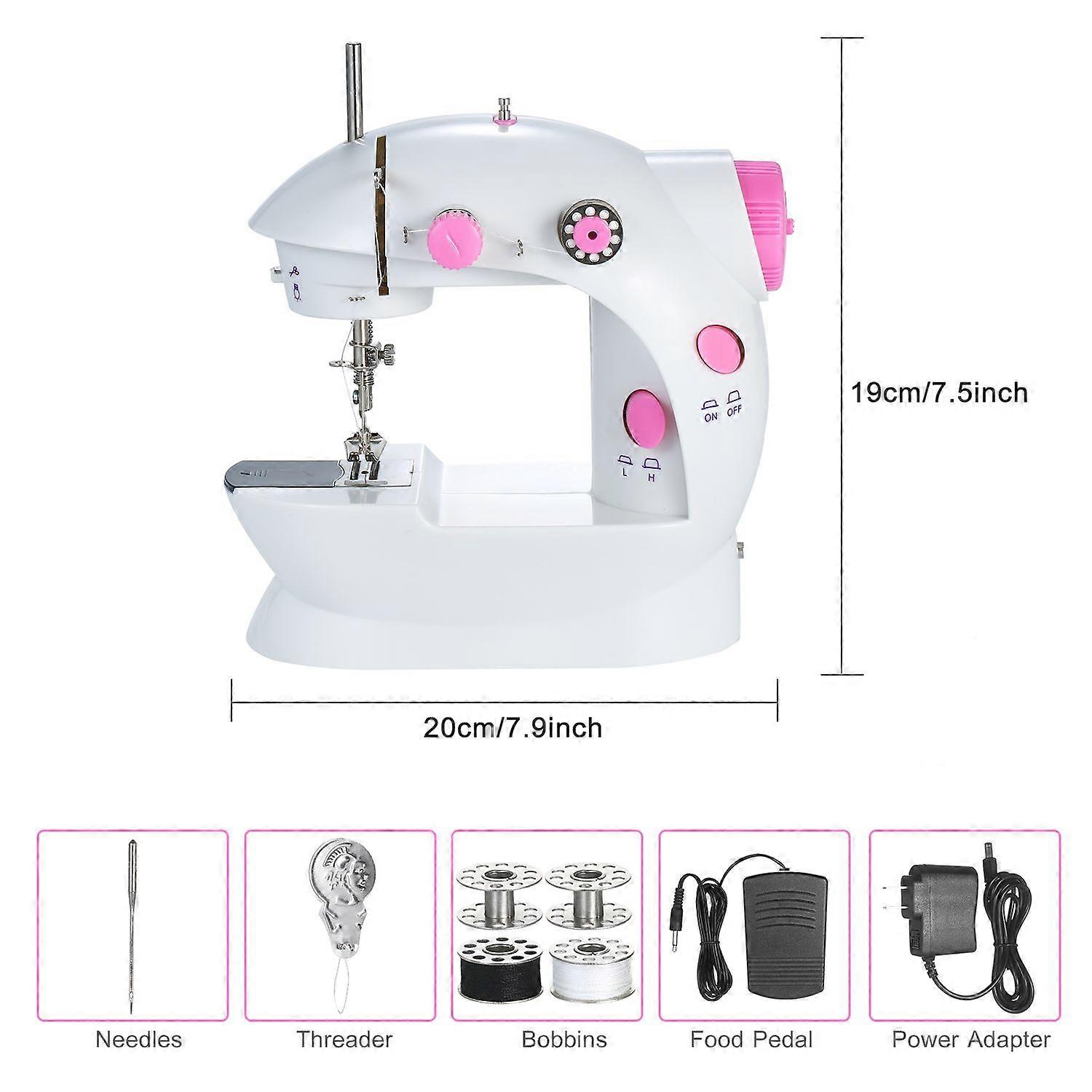 Mini Sewing Machine Adjustable 2-Speed Double Thread Portable Electric Household Multifunction Sewing Machin with Lights and Cutter Foot Pedal for Hou