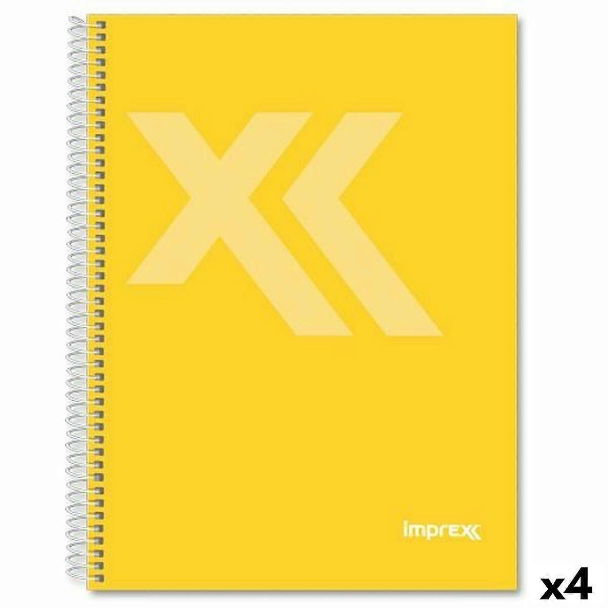 Notebook Imprex Yellow Din A4 80 Sheets (4 Units)