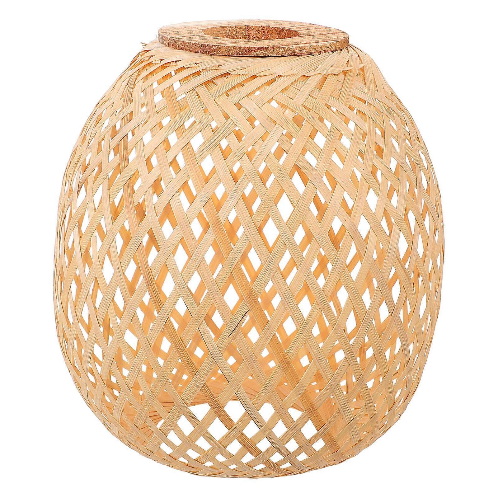Woven Bamboo Lampshade for Ceiling & Table Lights – Rustic Bedside Light Cover
