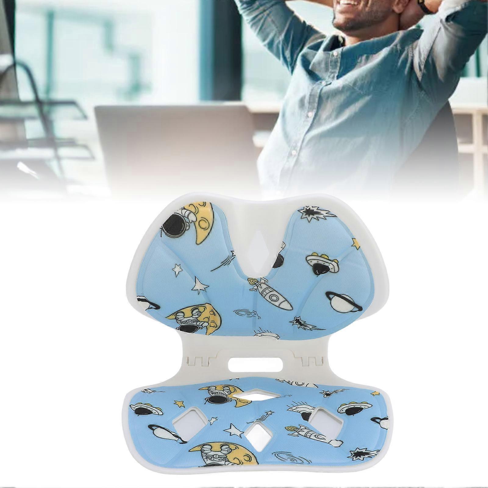 Foldable Ergonomic Lumbar Support Floor Chair Blue Soft Cushion