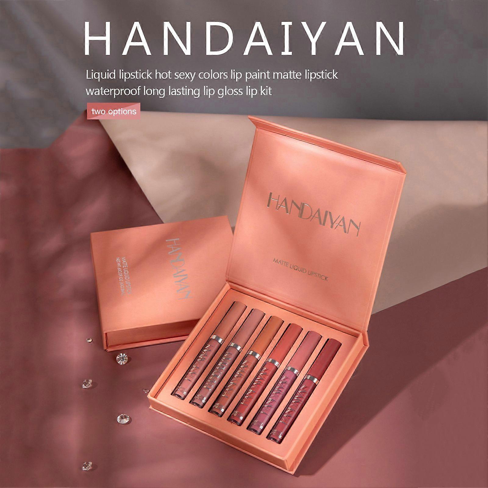 HANDAIYAN 6PCS Long-Lasting Matte Liquids Lipstick Women Portable Moisturizing Lip Gloss