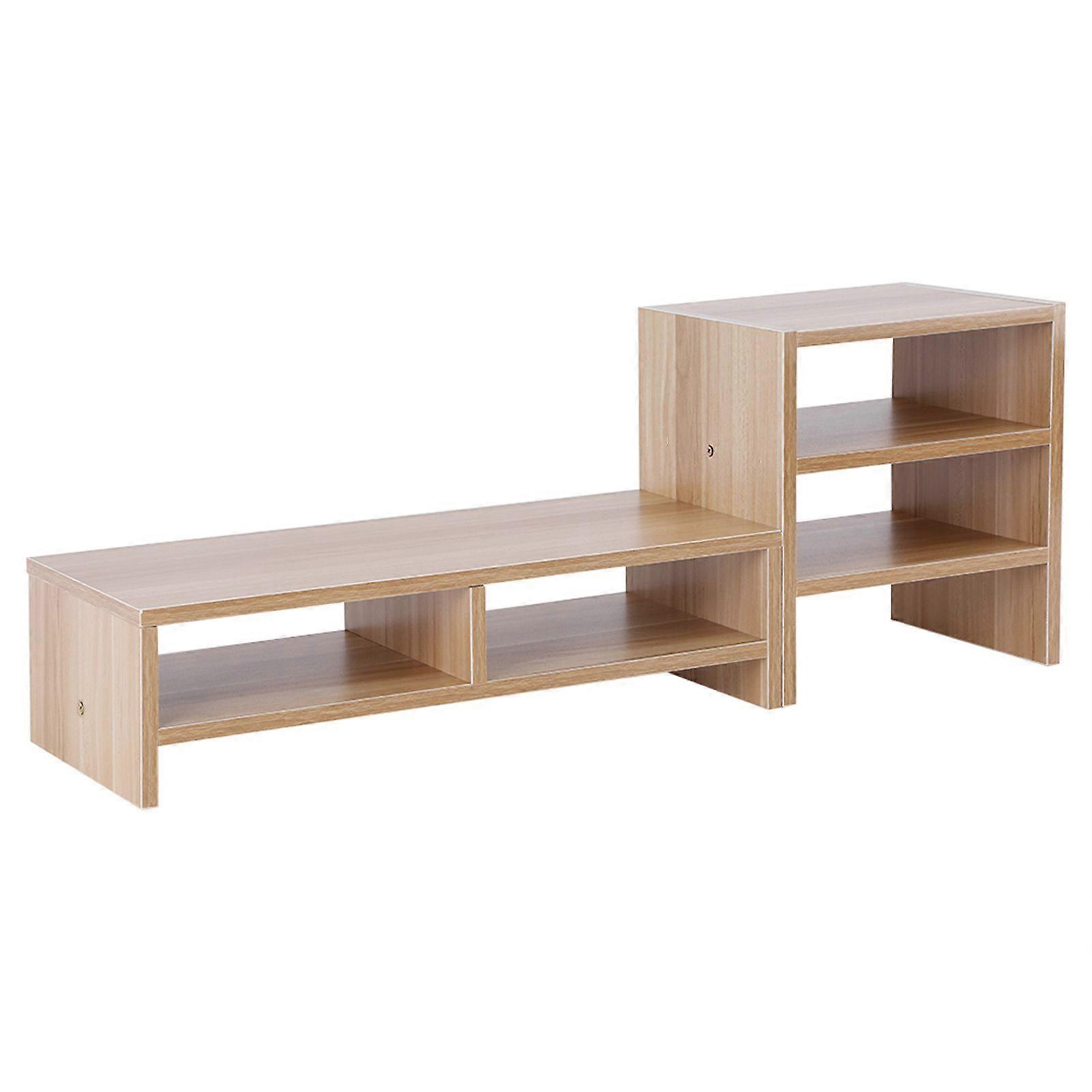 Computer Laptop Monitor Riser Stand Desktop Storage Organizer 3 Layer Shelf (Light Walnut)