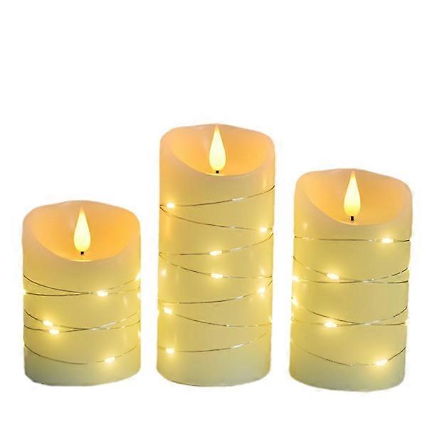 LED light 11-button remote control electronic light 24 hour timer function flashing low light 3-pack (ivory color)