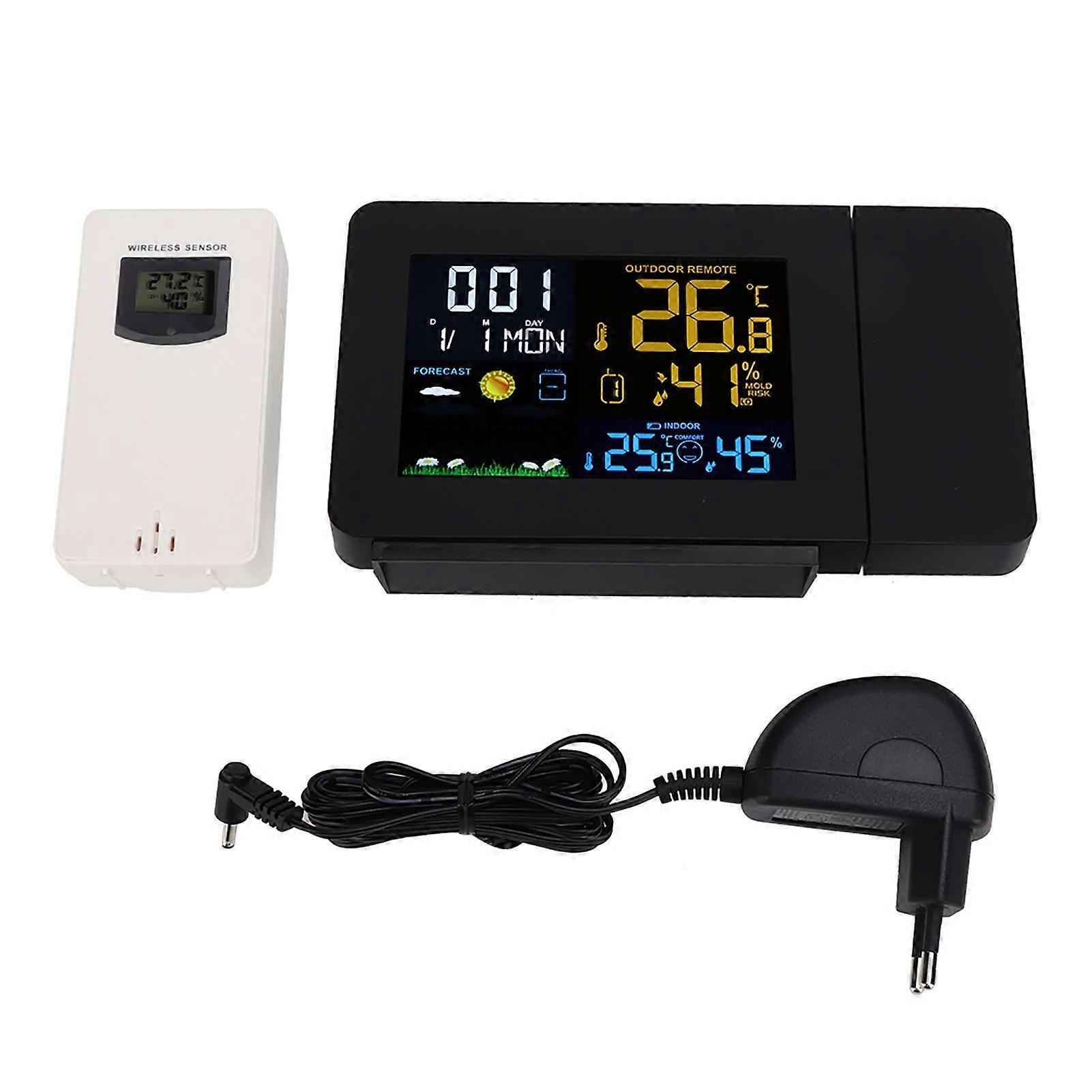 Multifunctional Color Screen Projection Electronic Alarm Clock   Black