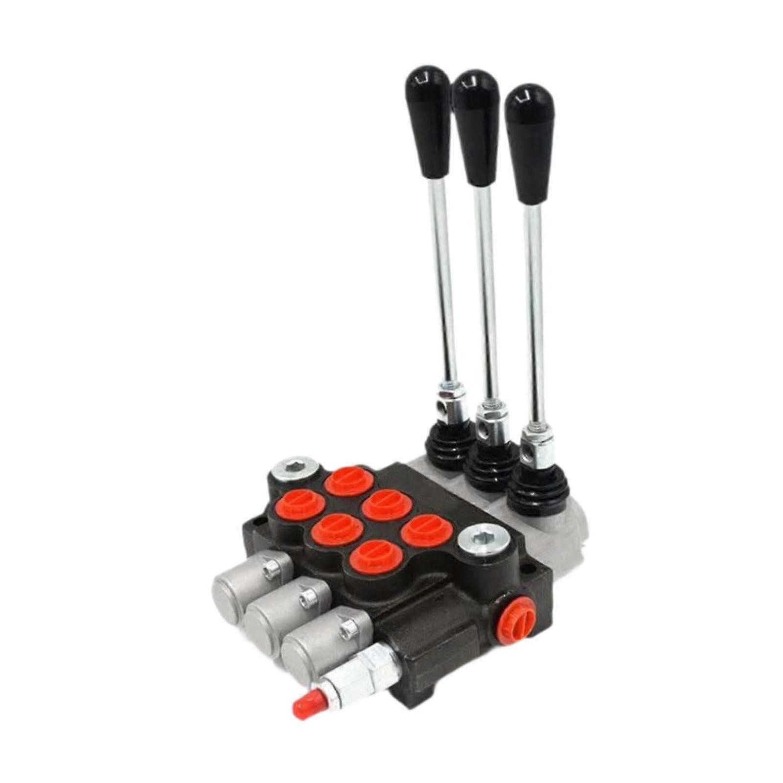 Directional Hydraulic Control Valve 3 Spool Double Acting Adjustable Relief Lever Handle for Engineering Machinery Tanks