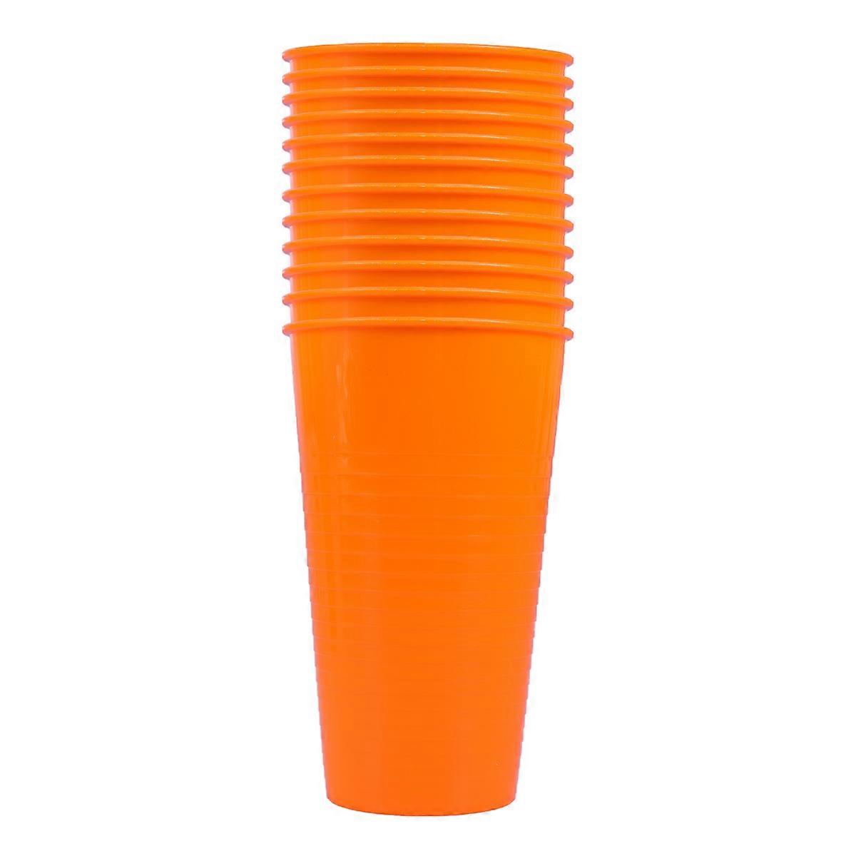 Reusable Plastic Drinking Cups for Parties and Outdoor Use Durable Stackable Orange 12pcs