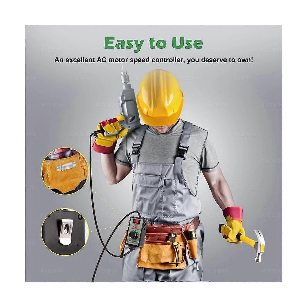 AC Motor Speed Controller, AC 100V-120V & 15A Max, with Overload Protection Switch & Voltage LED Di