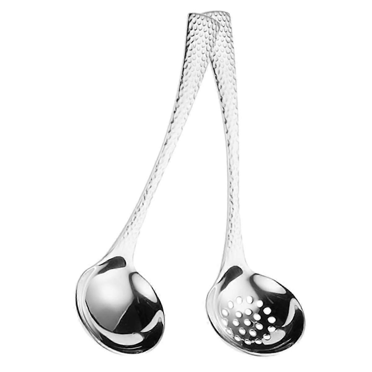 2Pcs Soup Ladles Filtering Ladle Soup Colander Strainer Scoop Soup Spoon Serving Spoons Skimmer Coo