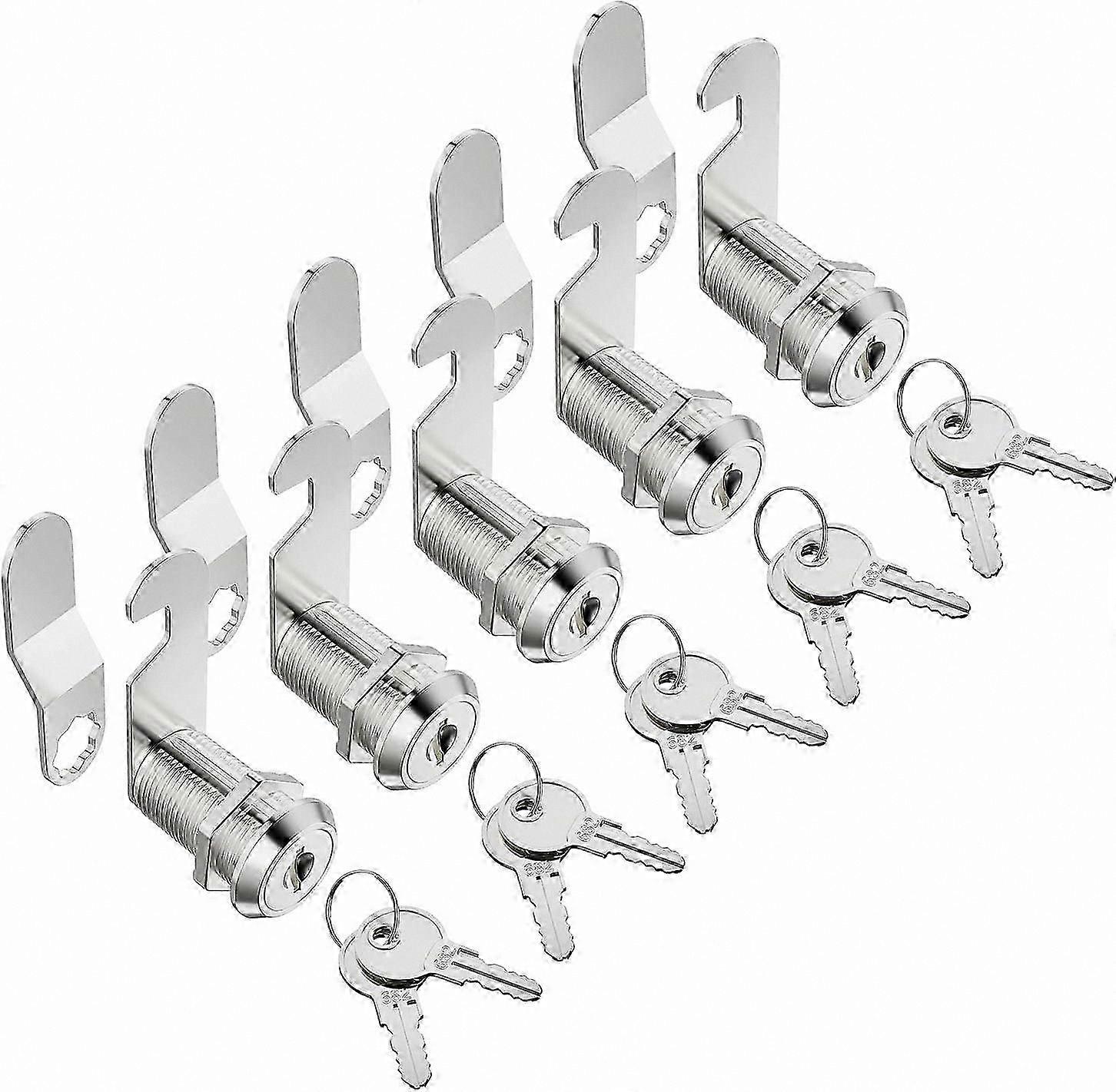 5-Pack Keyed Alike Cylinder Cam Locks for Cabinets, Mailboxes, and Files
