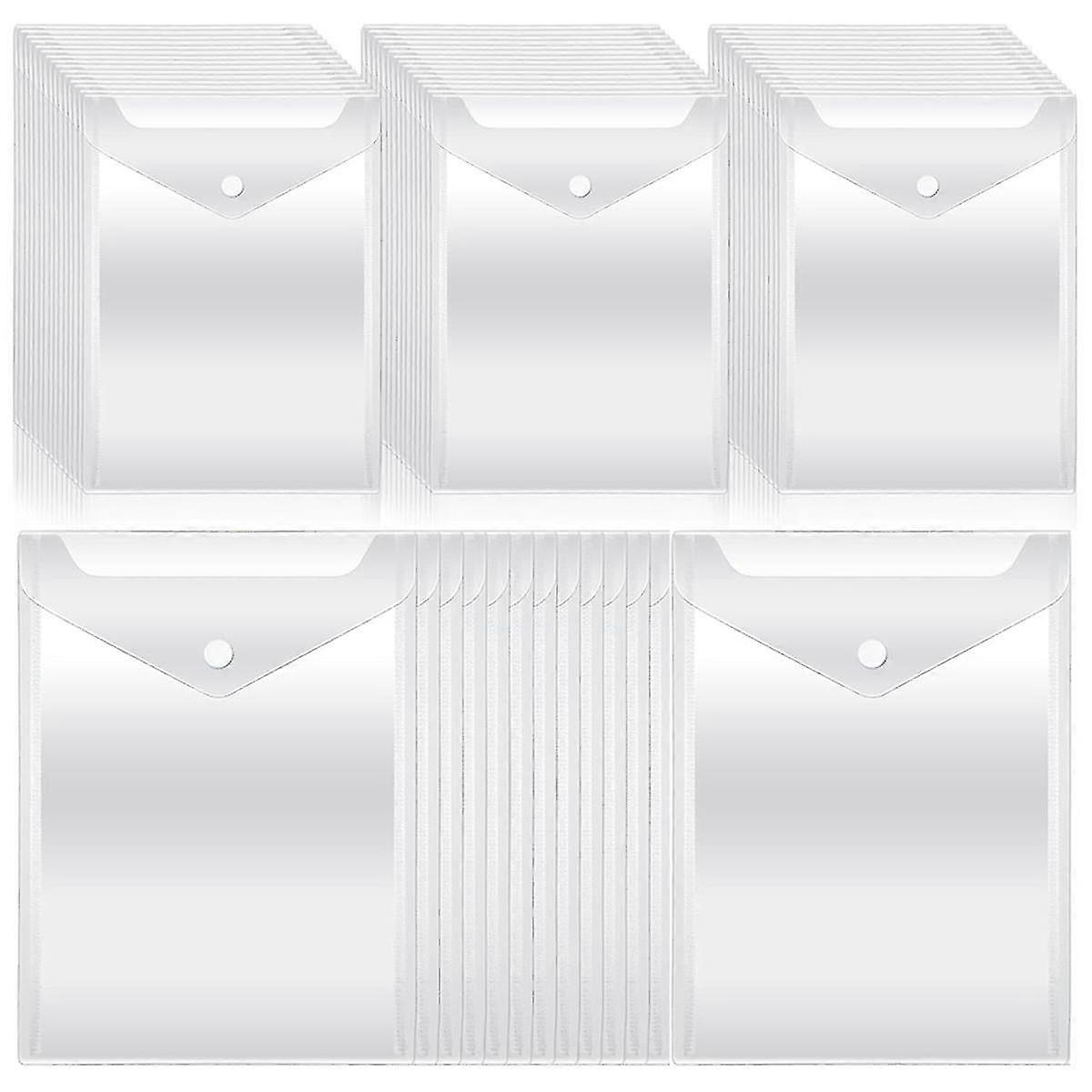 Clear Plastic Envelopes with Snap Button & Storage Pockets for School & Home Office Use