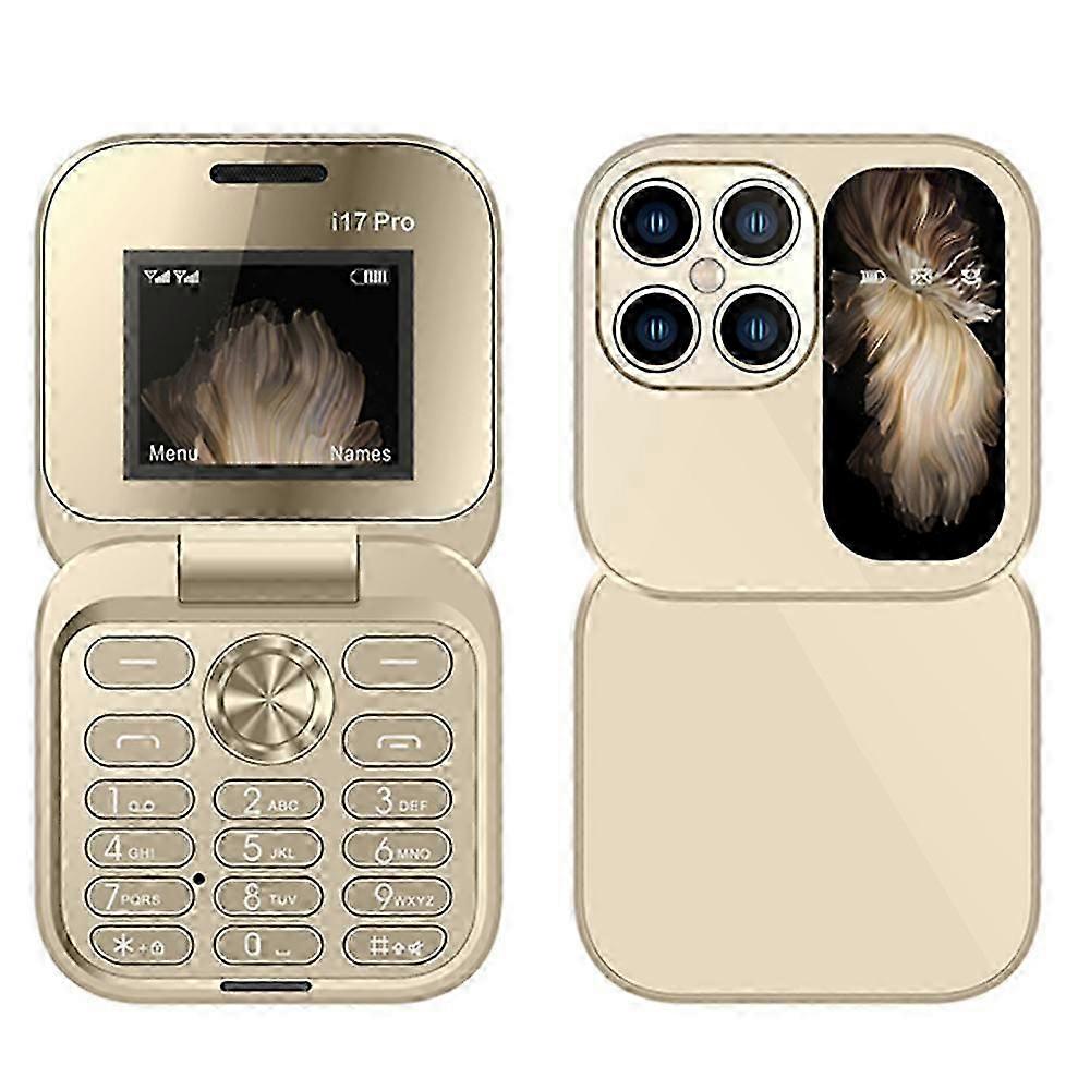 i17mini Dual SIM Mini Elderly Mobile Phone 2G 32MB+32MB Flip Foldable Phone - Black