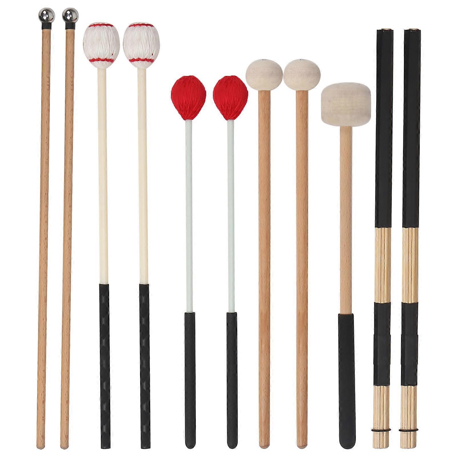 11Pcs Drumstick Set with Tuning Hammer & Mallets for Drums