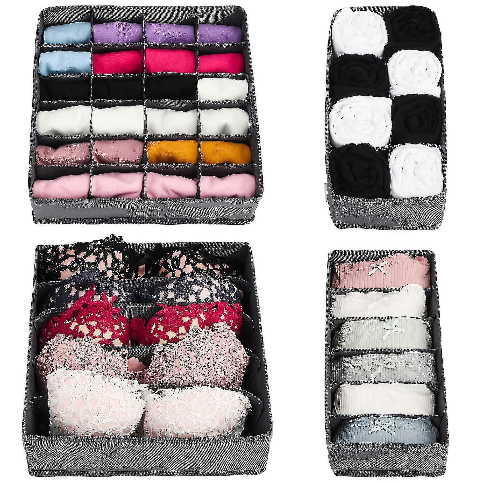 Drawer Organisers Pack Of 4 - Foldable Storage Boxes For Socks, Tie, Shirts And Drawer Dividers For Baby Clothes