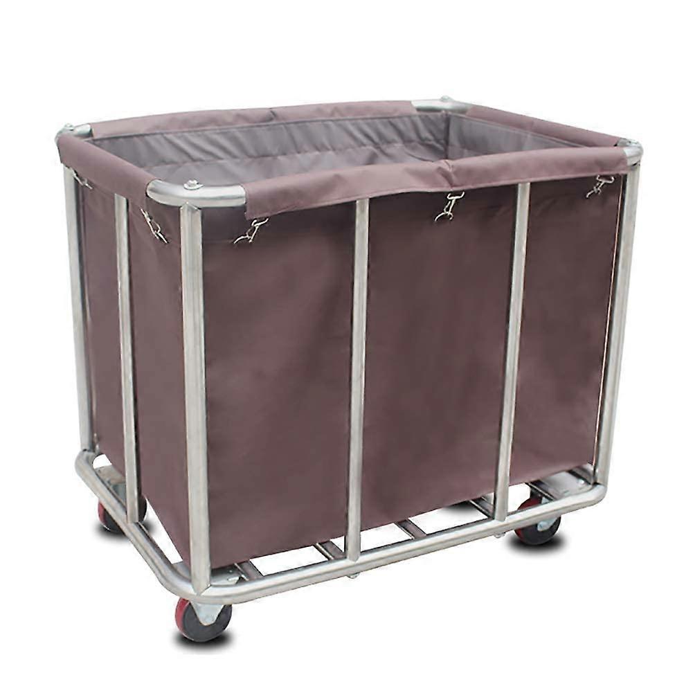 Mobile Hotel Linen Trolley On Wheels Stainless Steel Room Service Cart With Oxford Cloth Cover For Easy Transport