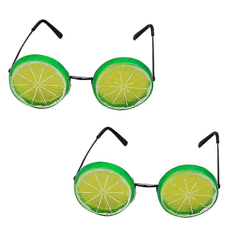 Funny Design Round Frame Eyewear for Parties Lemon Eyeglasses for Masquerade Party Green 1Pack