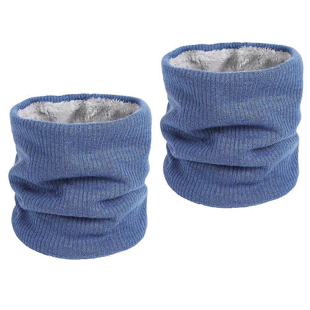 Loop Scarf Blue Neck Warmer for Winter with Double Layers 2Pcs