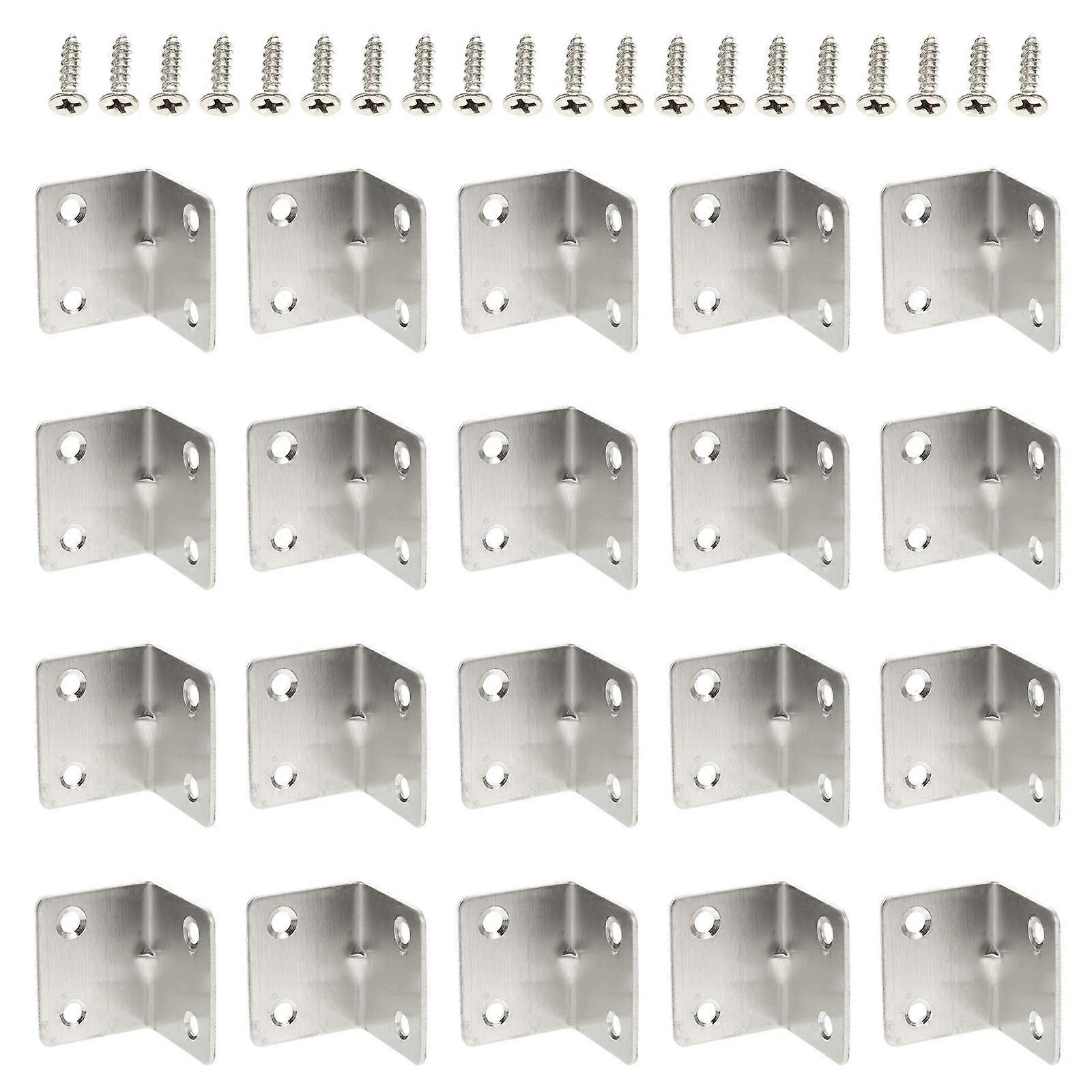 Silver Corner Brace Heavy Duty Angle Brackets for Furniture with 20Pcs Set