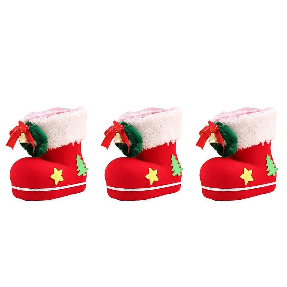 Gift Storage For Christmas 3Pack Multi Boot-Shaped Drawstring Design Candy Bags Material Party Decorations