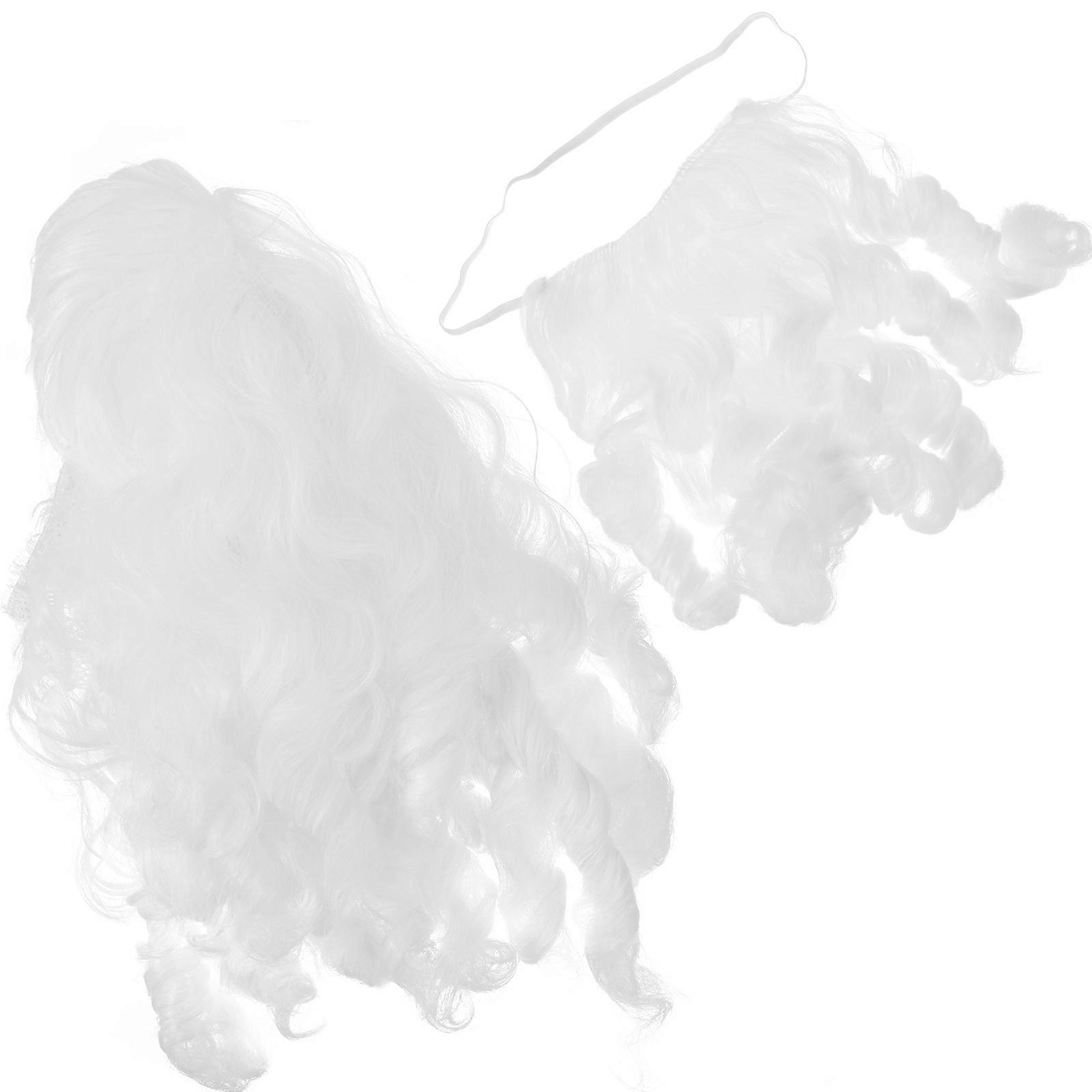 Santa Wig and Beard Set White Designed with Elastic Bands for Christmas